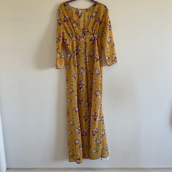 Live 4 Truth Dresses & Skirts - Live 4 truth Boho maxi cover up yellow floral size medium